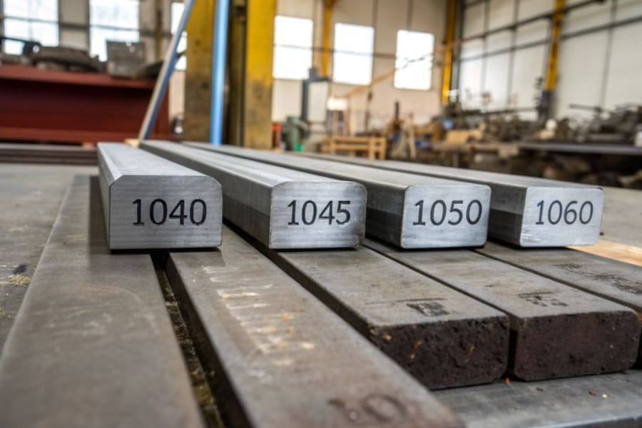 Medium carbon steel is typically categorized under grades like 1040, 1045, 1050, and 1060, depending on the precise carbon content and intended use