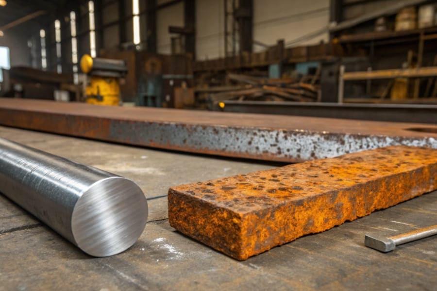 Medium carbon steel, like most carbon steels, can rust if exposed to moisture and air