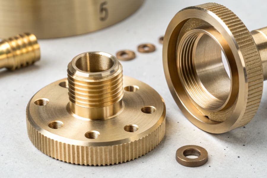 custom cnc machining turning milling brass knob parts with knurling and thread