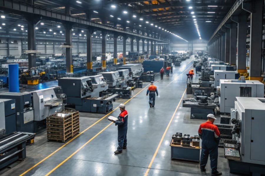 CNC machining industry factory with machines