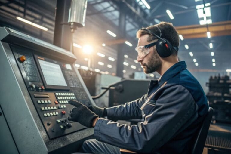 The CNC machinist engineer operate the machines