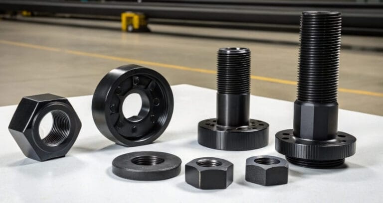 CNC machining aluminum bolts, nuts , wheel parts with black oxide coating finish