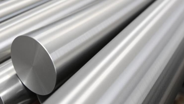 Solid cylindrical steel raw material for manufacturing